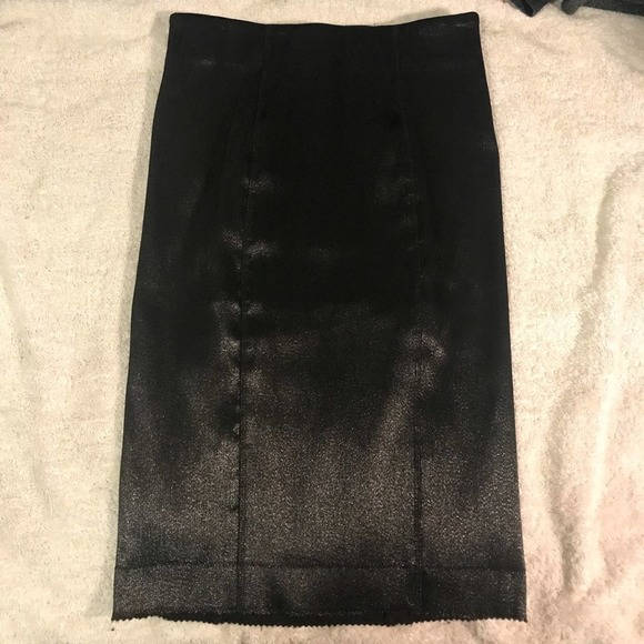 Byron Lars Beauty Mark Black Metallic Knee Length Bodycon Pencil Skirt 0